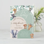 Safari Dier Schattige Genderneutraal Baby shower Kaart (Staand voorkant)