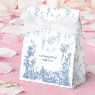 Safari Dier Stoffig Blauw Toile Baby Boy Douche Bedankdoosjes