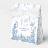 Safari Dier Stoffig Blauw Toile Baby Boy Douche Bedankdoosjes (Voorkant Zijde)