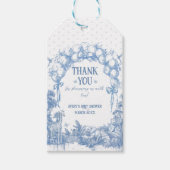 Safari Dier Stoffig Blauw Toile Baby Boy Douche Cadeaulabel (Voorkant)