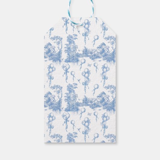 Safari Dier Stoffig Blauw Toile Baby Boy Douche Cadeaulabel (Achterkant)