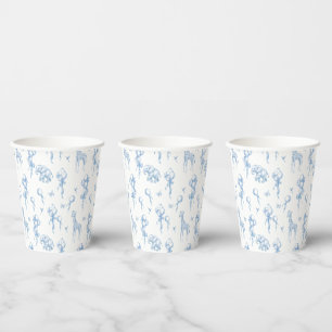 Safari Dier Stoffig Blauw Toile Baby Boy Douche Papieren Bekers