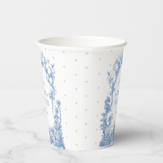 Safari Dier Stoffig Blauw Toile Baby Boy Douche Papieren Bekers (Rechts)