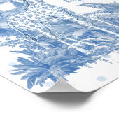 Safari Dier Stoffig Blauw Toile Baby Boy Douche Poster (Hoek)