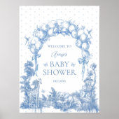 Safari Dier Stoffig Blauw Toile Baby Boy Douche Poster (Voorkant)