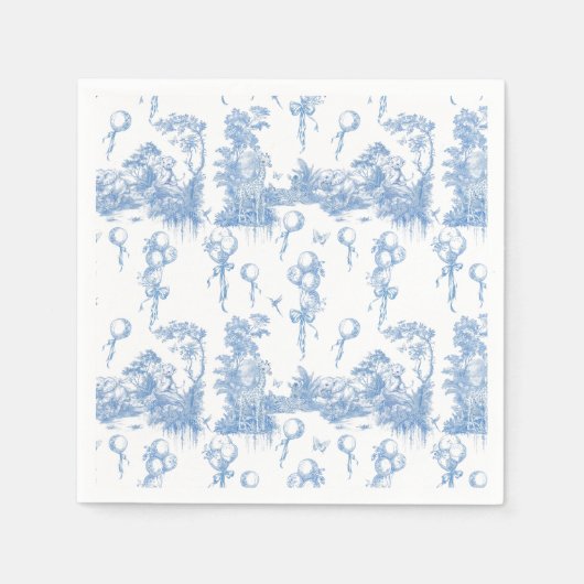 Safari Dier Stoffig Blauw Toile Baby Boy Douche Servet (Voorkant)
