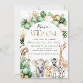 Safari Dier Tropical Green Wild op een verjaardag Kaart (Voorkant)