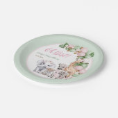 Safari Dier Tropisch Groen Roze Baby Meisje Douche Papieren Bordje (Gekanteld)