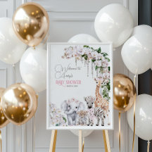 Safari Dier Tropische Bloem Roze Baby Borrel