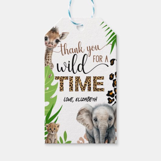 Safari Dier Verjaardag Luipaard Print Party Cadeaulabel (Voorkant)