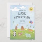 Safari Dier Verjaardag Uitnodiging Groen Verjaarda (Voorkant)