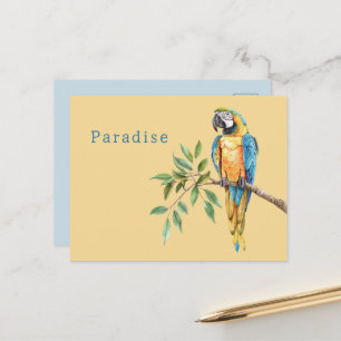 Safari Dier Vogel Blauw Geel Papegaai Briefkaart