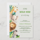 Safari dier waterverf baby shower uitnodiging (Voorkant)