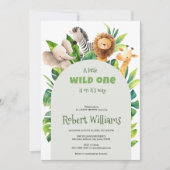 Safari dier waterverf baby shower uitnodiging (Voorkant)