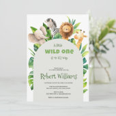 Safari dier waterverf baby shower uitnodiging (Staand voorkant)