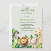 Safari dier waterverf baby shower uitnodiging (Voorkant)