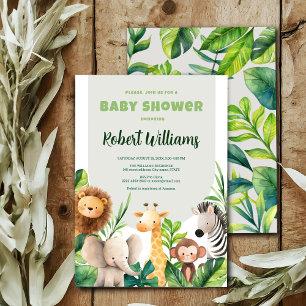 Safari dier waterverf baby shower uitnodiging