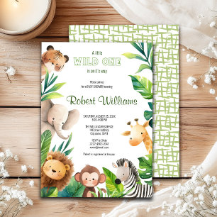Safari dier waterverf baby shower uitnodiging
