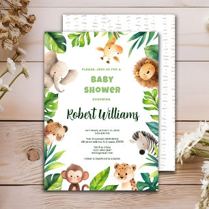 Safari dier waterverf baby shower uitnodiging