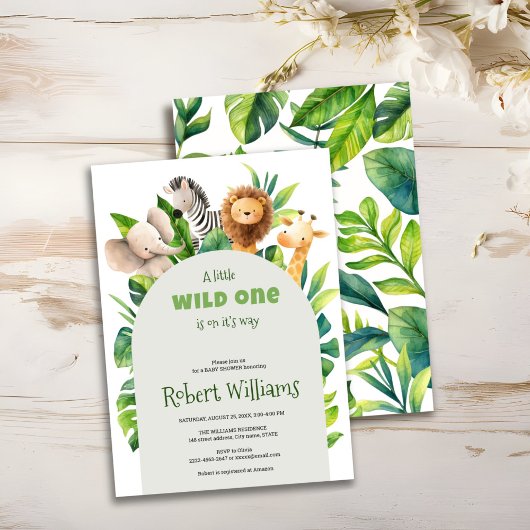 Safari dier waterverf baby shower uitnodiging
