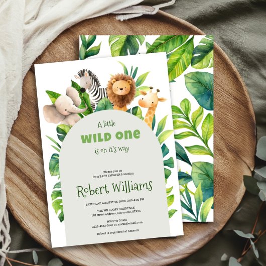 Safari dier waterverf baby shower uitnodiging