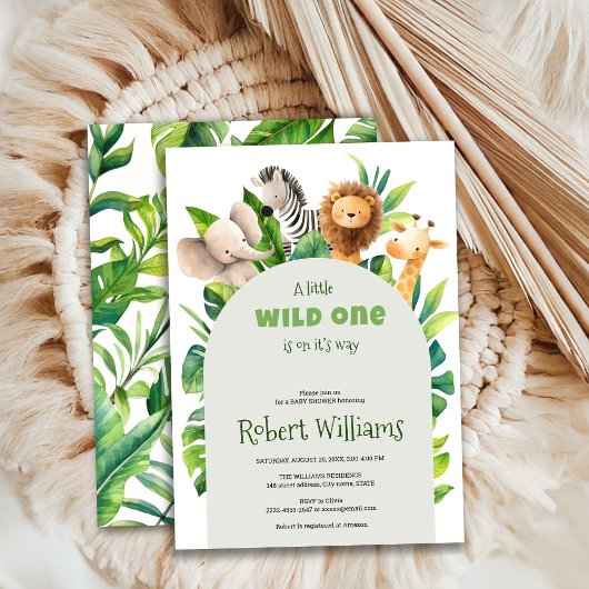 Safari dier waterverf baby shower uitnodiging