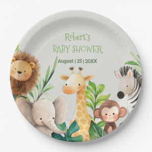 Safari dier waterverf baby shower uitnodiging papieren bordje