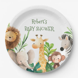 Safari dier waterverf baby shower uitnodiging papieren bordje