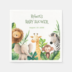 Safari dier waterverf baby shower uitnodiging servet