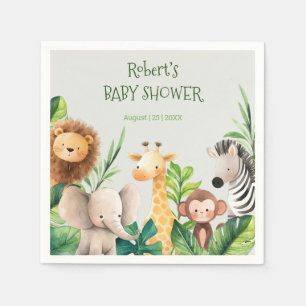 Safari dier waterverf baby shower uitnodiging servet
