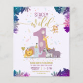 Safari Dier Wild Een Meisje Budget Verjaardag Uitn (Voorkant)