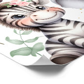 Safari Dier Wilde Eén Bloem 1e Verjaardag Welkom Poster (Hoek)