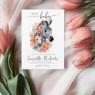 Safari Dier Zebra Bloemige Baby Shower Kaart