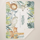 Safari dierdeken met schattige oerwouden sherpa deken (Voorkant)