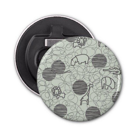 safari - dieren 1 button flesopener (Voorkant)