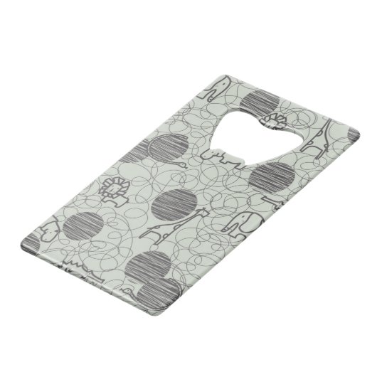 safari - dieren 1 creditkaart flessenopener (Voorkant Gekanteld)