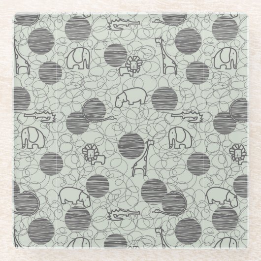 safari - dieren 1 glazen onderzetter (Voorkant)