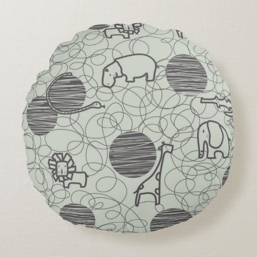 safari dieren 1 rond kussen (Voorkant)