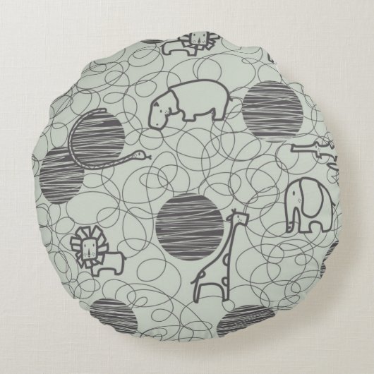 safari dieren 1 rond kussen (Achterkant)