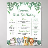 Safari Dieren 1e Verjaardag Mijlpaal Poster (Voorkant)