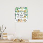 Safari Dieren 1e verjaardag van het Poster van Mij (Keuken)