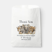 Safari Dieren 1e verjaardagsfeestje Dank u Bedankzakje (Voorkant)
