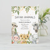 Safari Dieren 2e Verjaardag Jongen Kaart (Staand voorkant)