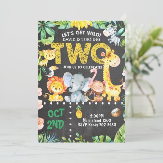 Safari Dieren 2e verjaardag Oerwoud ZOO Kaart (Staand voorkant)