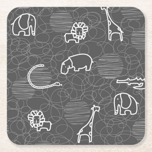 safari - dieren 5 kartonnen onderzetters (Voorkant)