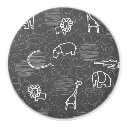 safari - dieren 5 keramische knop (Voorkant)