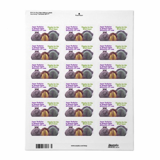 Safari Dieren Achterkant Adresetiketten Etiket (Full Sheet)