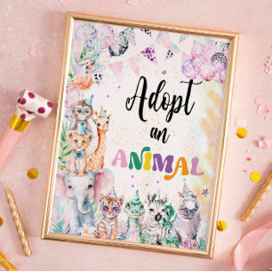Safari Dieren Adoptie van een dier verjaardag Poster
