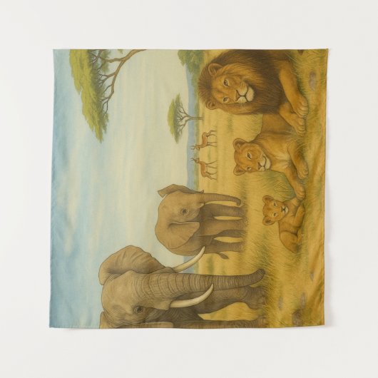 safari dieren afrikaans Oerwoud voor wilde dieren Wandkleed (Voorkant)