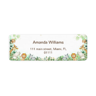 Safari Dieren Aquarel Whimsische Babyborrel Etiket